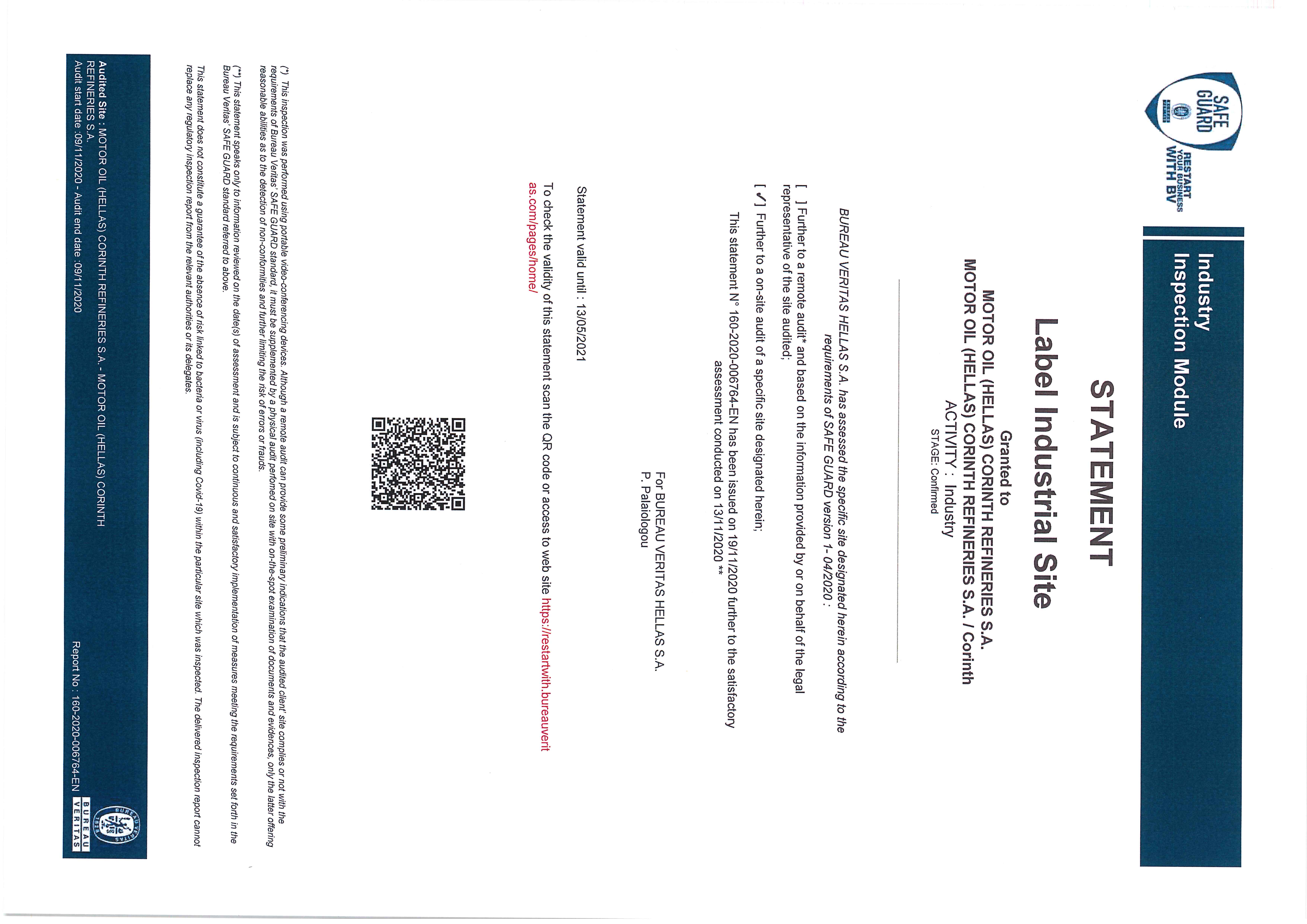 STATEMENT - LABEL INDUSTRIAL SITE